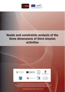 Needs and constraints analysis of the three