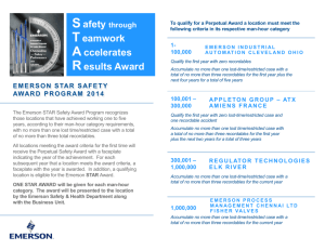 the winners of the Emerson STAR Safety Award