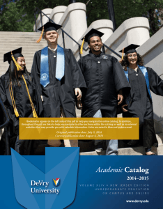U.S. Undergraduate Academic Catalog | Information | DeVry University