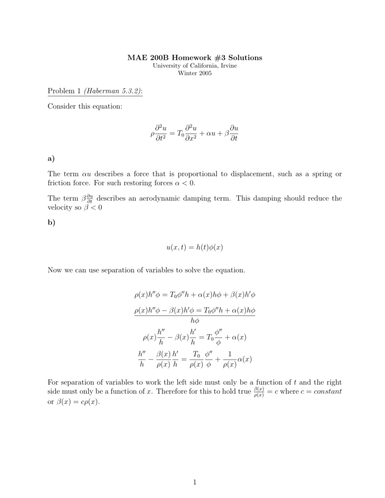 Mae 0b Homework 3 Solutions Problem 1 Haberman 5 3 2
