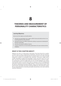 theories and measurement of personality characteristics