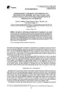 demographic variables and personality