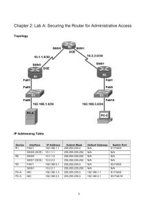 Chapter 2: Lab A: Securing the Router for Administrative Access