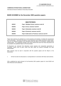 MARK SCHEME for the November 2003 question papers 0625