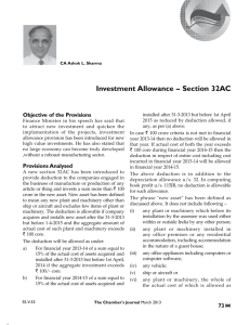 Investment Allowance – Section 32AC