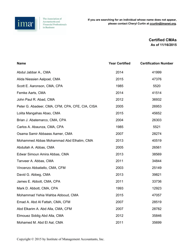 CMA - IMA