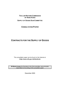 Consultation Paper on Contracts for the Supply of Goods