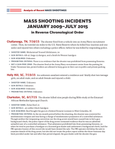 MASS SHOOTING INCIDENTS JANUARY 2009–JULY 2015