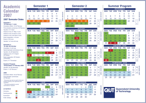 QUT | Student Services | Academic Calendar 2007