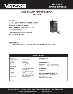technical specifications 24vdc/1 amp power supply vp-1024