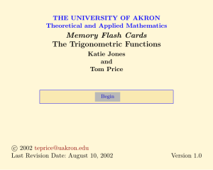 Memory Flash Cards The Trigonometric Functions