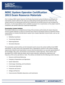 NERC System Operator Certification 2015 Exam Resource Materials