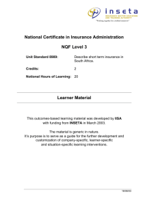 National Certificate in Insurance Administration