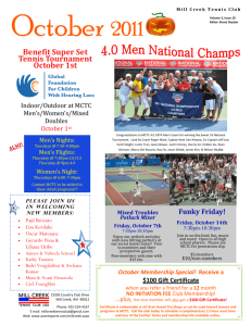 Benefit Super Set Tennis Tournament October 1st