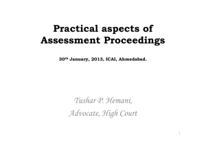 Practical aspects of Assessment Proceedings