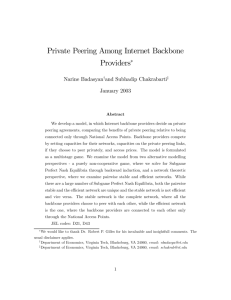 Private Peering Among Internet Backbone Providers∗