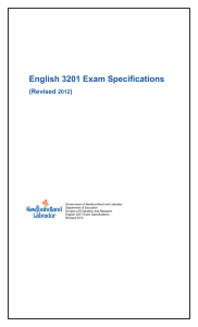 English 3201 Exam Specifications (Revised 2012)