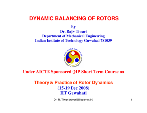 dynamic balancing of rotors - Indian Institute of Technology Guwahati