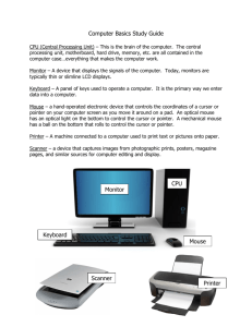 Computer Basics Study Guide Monitor CPU Mouse Keyboard
