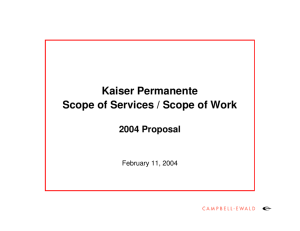 Kaiser Permanente Scope of Services / Scope of Work