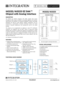 IA3222/IA3223 EZ DAA™ Chipset with Analog Interface