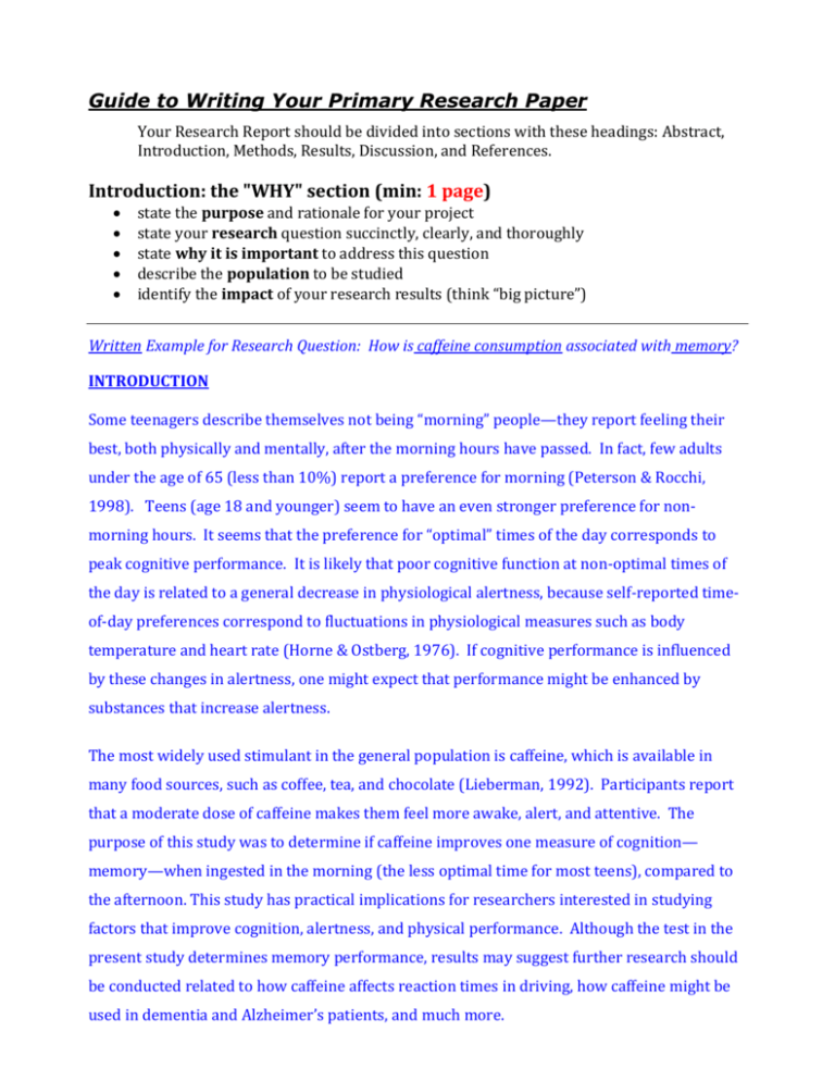 primary research paper format