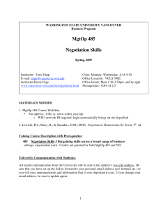 MgtOp 485 Negotiation Skills