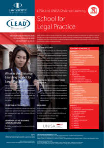 LSSA And UNISA Distance Learning School For Legal