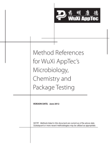 Method References for WuXi AppTec's Microbiology, Chemistry and