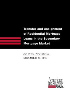 Transfer and Assignment of Residential Mortgage Loans