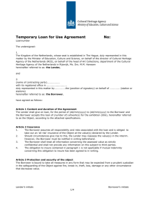 Temporary Loan for Use Agreement No: