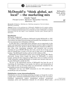 McDonald's: ``think global, act local'' ± the marketing mix