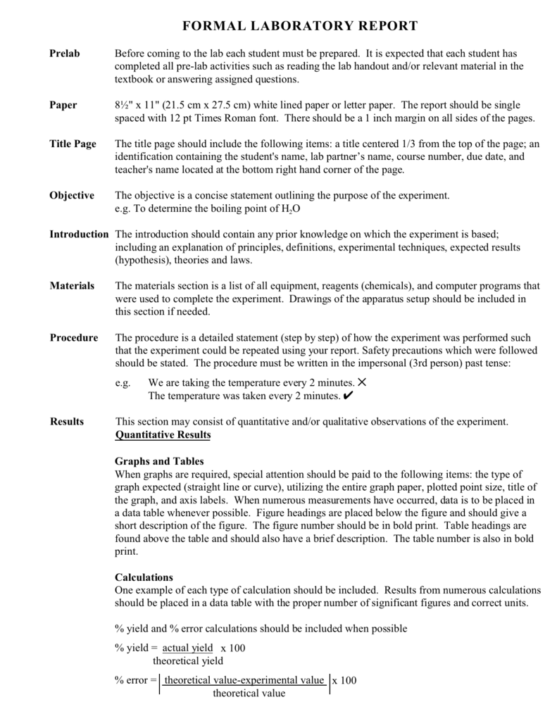 FORMAL LABORATORY REPORT