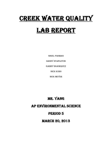 Creek Water Quality lab report