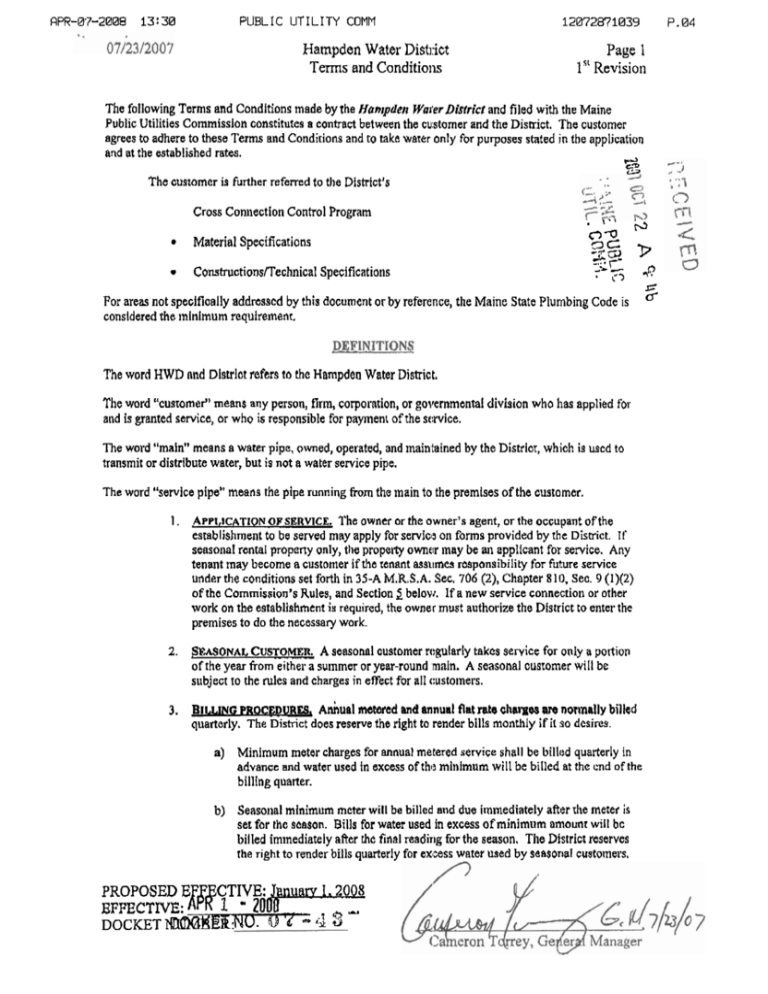 c Hampden Water District