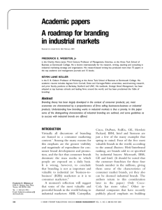 Academic papers A roadmap for branding in industrial markets