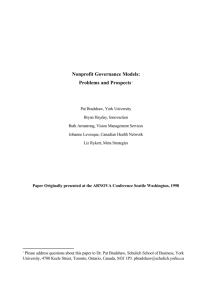 Nonprofit Governance Models: Problems and Prospects1