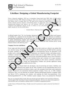 Littelfuse: Designing a Global Manufacturing Footprint