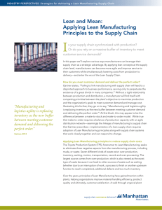 Applying Lean Manufacturing Principles to the Supply Chain