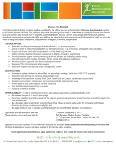 Summer Jobs Assistant Youth Opportunities Unlimited is seeking