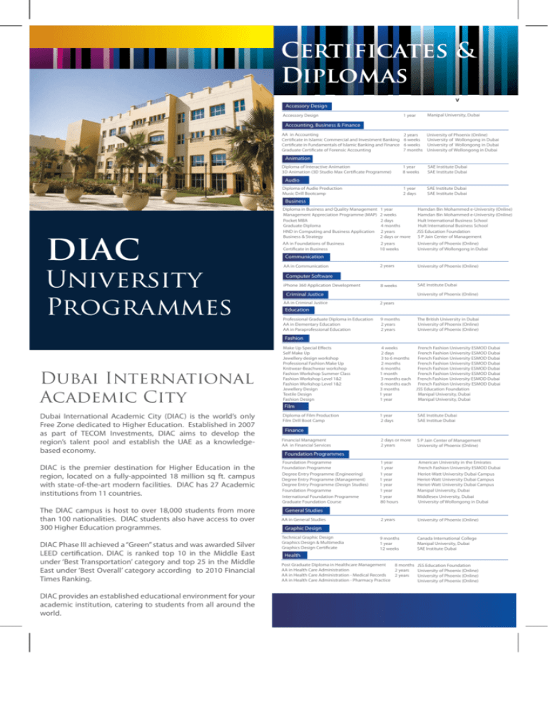 University Programmes Dubai International Academic City