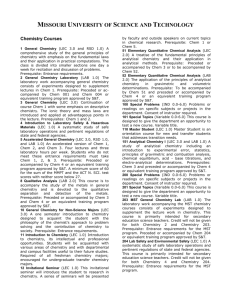 Chemistry Course Descriptions - Missouri University of Science and