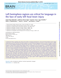 Left hemisphere regions are critical for language in the face of early