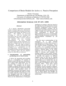 Comparison of Brain Models for Active vs. Passive Perception