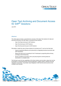 Open Text Archiving and Document Access for SAP Solutions