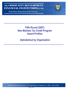 Fifth Round (2007) New Markets Tax Credit Program Award Profiles