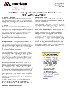 General Installation, Operation & Maintenance Instructions for
