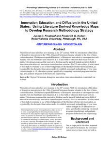 Innovation Education and Diffusion in the United States