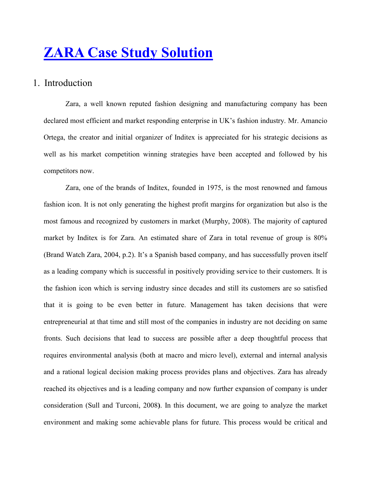 zara fast fashion case analysis