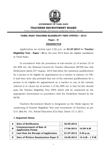 Paper II - Teachers Recruitment Board